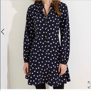 Loft Bloom Ruffle Neck Tie Dress